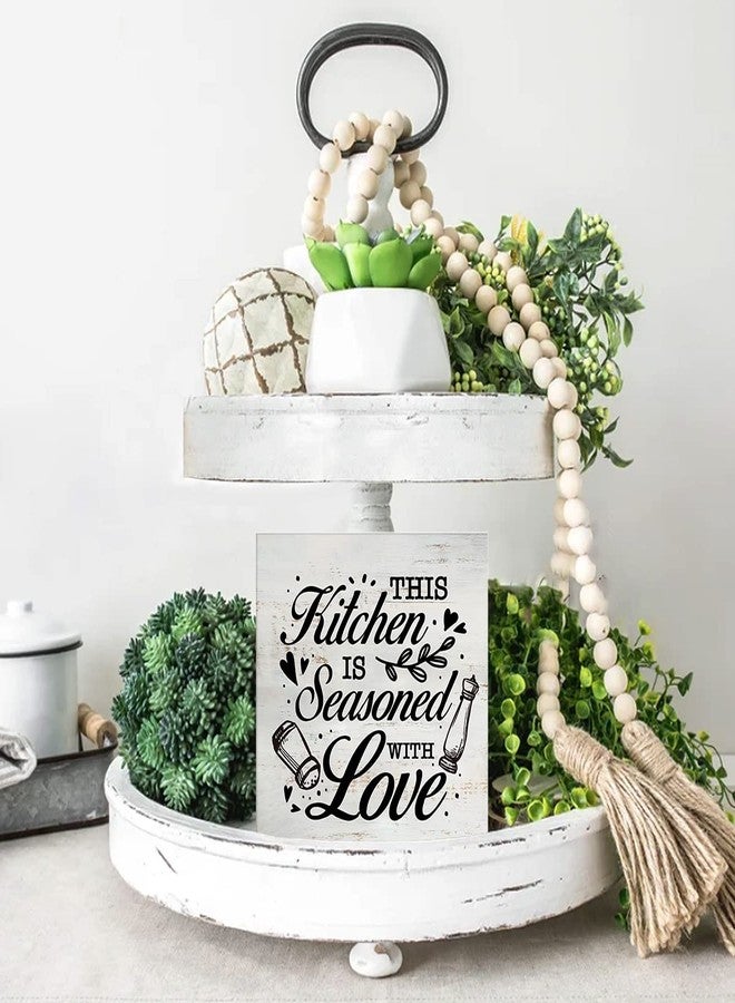 MAVOTEN Rustic This Kitchen is Seasoned with Love Wood Box Sign Funny Kitchen Wooden Box Sign Farmhouse Home Desk Shelf Decor (5 X 5 Inch) - Image 4